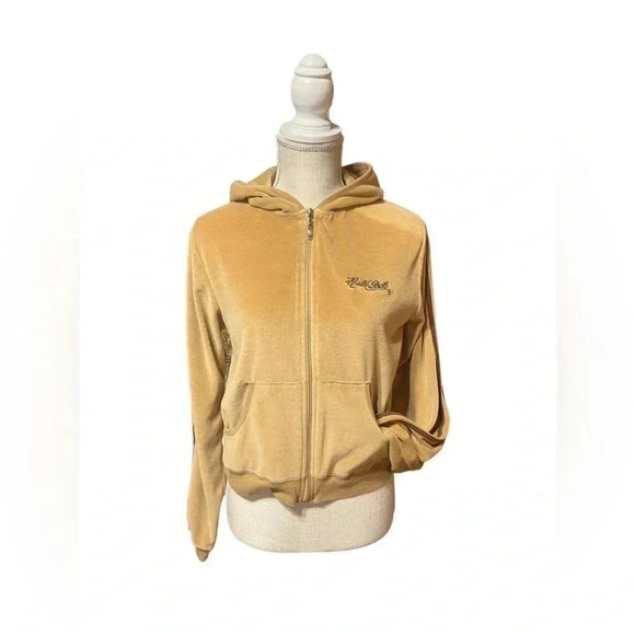 Bob Hale Velour Lightweight Brown Zip Hoodie Y2K Fashion Women’s size Large - Picture 3 of 13
